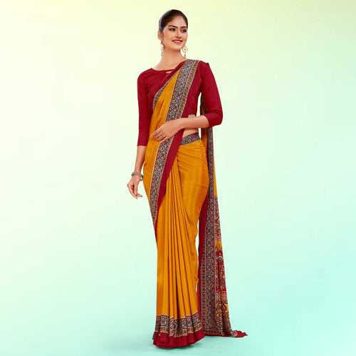 Pistachio and Turquoise Women's Premium Italian Silk Plain Gaala Border Resort Uniform Saree