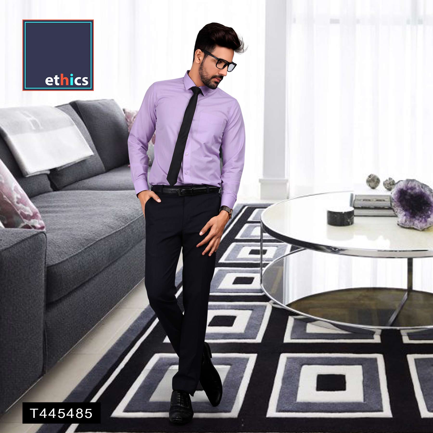 purple dress shirt what color pants Non-Iron Linen Solid With Contrast Trim gingham pattern features fresh Purple Outfits For Men |