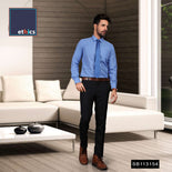 Blue Chex Corporate Uniform Shirt And Navy Blue Trousers Unstitched Fabrics Set