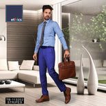 Blue Stripes Corporate Uniforms Shirt And Navy Blue Trousers Unstitched Fabrics Set