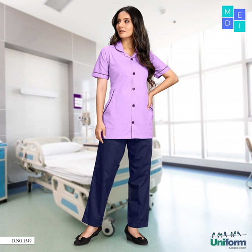 Lavender And Navy Blue Hospital Uniform For Nurses | Clinic Uniforms | Nurse Uniform, 1549