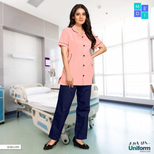 Pink And Navy Blue Women’s Nurse Wear | Hospital Uniform For Nurses | Clinic Uniforms | Hospital Uniform, 1553