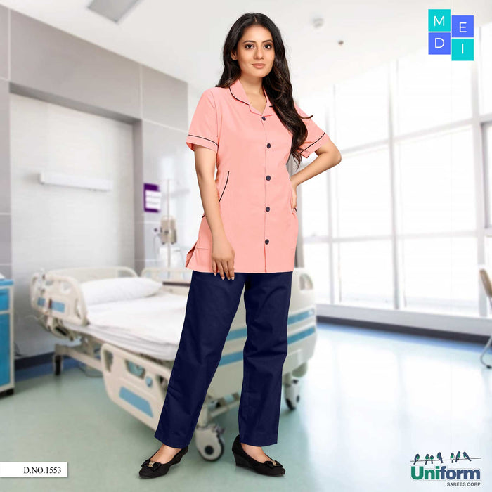 Pink And Navy Blue Women’s Nurse Wear | Hospital Uniform For Nurses | Clinic Uniforms | Hospital Uniform, 1553