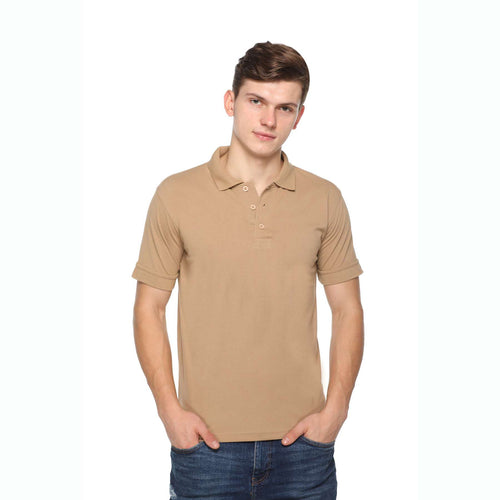 Men's Solid Cotton Blend Regular Fit Polo Neck Half Sleeve Fastees T-Shirt