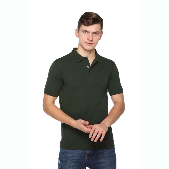 Men's Solid Cotton Blend Regular Fit Polo Neck Half Sleeve Fastees T-Shirt
