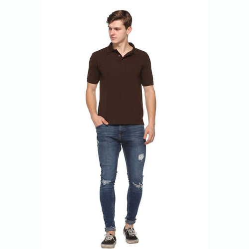 Men's Solid Cotton Blend Regular Fit Polo Neck Half Sleeve Fastees T-Shirt