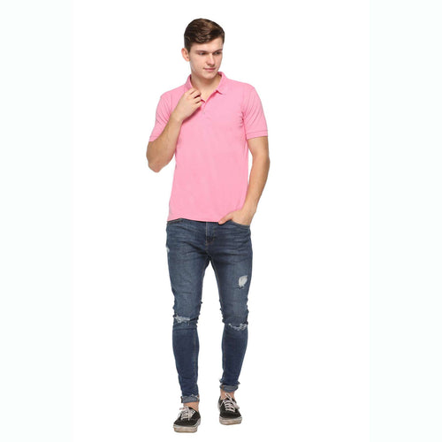 Men's Solid Cotton Blend Regular Fit Polo Neck Half Sleeve Fastees T-Shirt