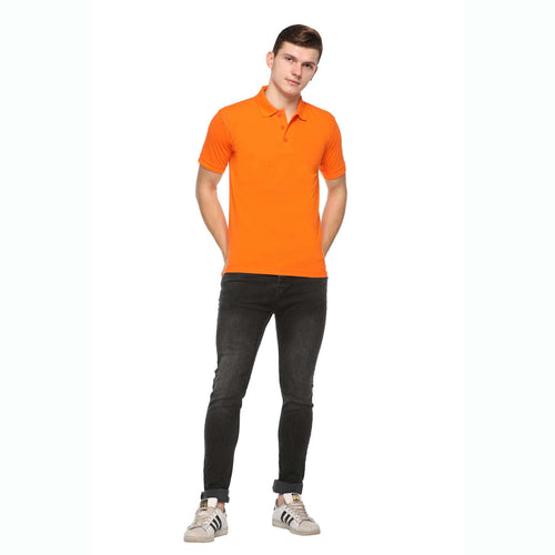 Men's Solid Cotton Blend Regular Fit Polo Neck Half Sleeve Fastees T-Shirt