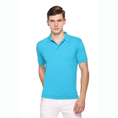 Men's Solid Cotton Blend Regular Fit Polo Neck Half Sleeve Fastees T-Shirt