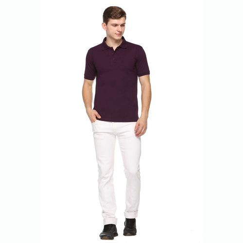 Men's Solid Cotton Blend Regular Fit Polo Neck Half Sleeve Fastees T-Shirt