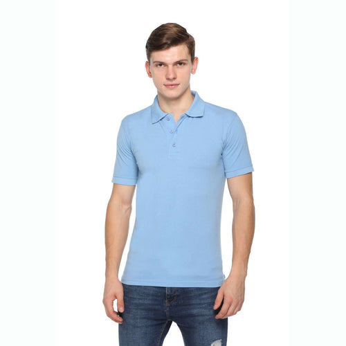 Men's Solid Cotton Blend Regular Fit Polo Neck Half Sleeve Fastees T-Shirt