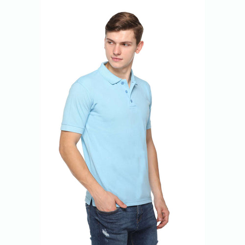 Men's Solid Cotton Blend Regular Fit Polo Neck Half Sleeve Fastees T-Shirt