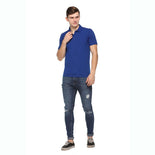 Men's Solid Cotton Blend Regular Fit Polo Neck Half Sleeve Fastees T-Shirt