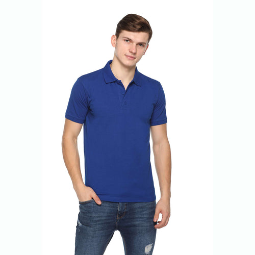 Men's Solid Cotton Blend Regular Fit Polo Neck Half Sleeve Fastees T-Shirt