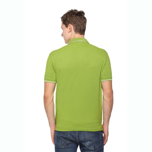 Men's Solid Cotton Blend Regular Fit Polo Neck Half Sleeve Highline T-Shirt