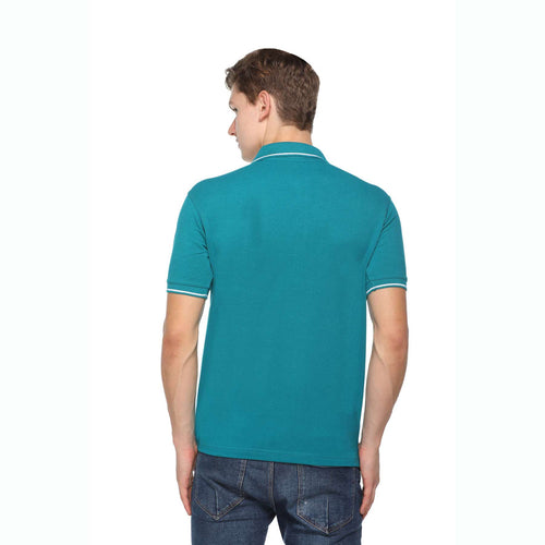 Men's Solid Cotton Blend Regular Fit Polo Neck Half Sleeve Highline T-Shirt