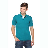 Men's Solid Cotton Blend Regular Fit Polo Neck Half Sleeve Highline T-Shirt