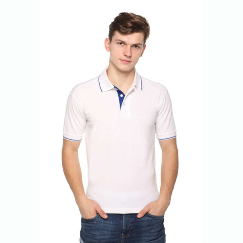 Men's Solid Cotton Blend Regular Fit Polo Neck Half Sleeve Highline T-Shirt