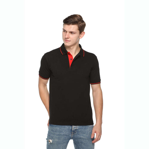 Men's Solid Cotton Blend Regular Fit Polo Neck Half Sleeve Highline T-Shirt