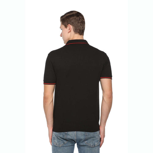 Men's Solid Cotton Blend Regular Fit Polo Neck Half Sleeve Highline T-Shirt