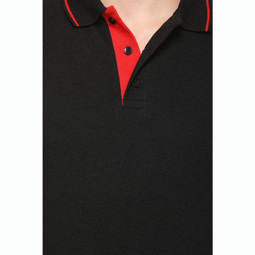 Men's Solid Cotton Blend Regular Fit Polo Neck Half Sleeve Highline T-Shirt