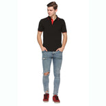 Men's Solid Cotton Blend Regular Fit Polo Neck Half Sleeve Highline T-Shirt