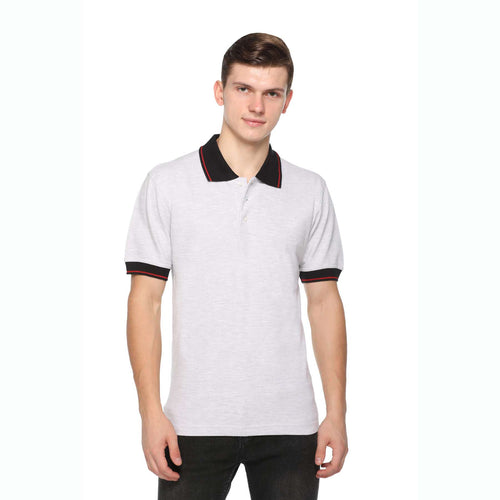 Men's Solid Cotton Blend Regular Fit Polo Neck Half Sleeve Highline T-Shirt