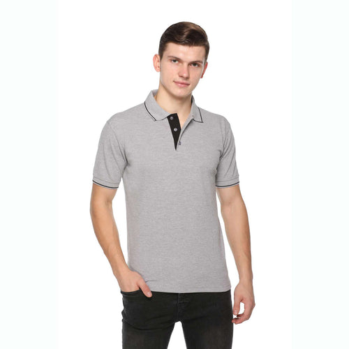 Men's Solid Cotton Blend Regular Fit Polo Neck Half Sleeve Highline T-Shirt