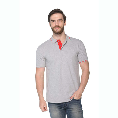 Men's Solid Cotton Blend Regular Fit Polo Neck Half Sleeve Highline T-Shirt