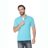 Men's Solid Cotton Blend Regular Fit Polo Neck Half Sleeve Highline T-Shirt