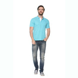 Men's Solid Cotton Blend Regular Fit Polo Neck Half Sleeve Highline T-Shirt