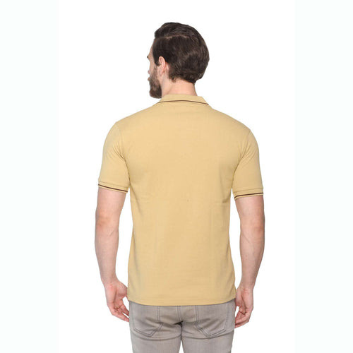 Men's Solid Cotton Blend Regular Fit Polo Neck Half Sleeve Highline T-Shirt