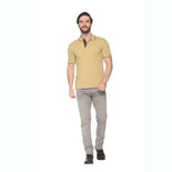 Men's Solid Cotton Blend Regular Fit Polo Neck Half Sleeve Highline T-Shirt