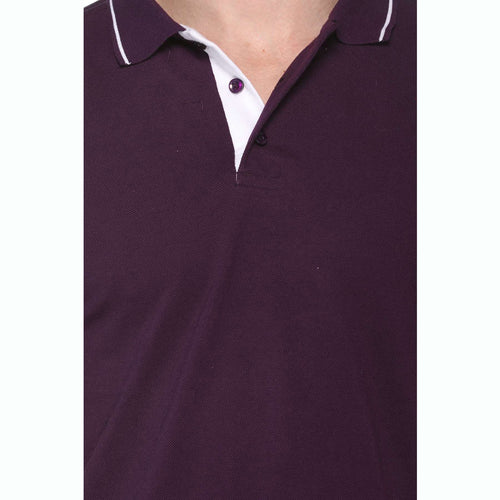 Men's Solid Cotton Blend Regular Fit Polo Neck Half Sleeve Highline T-Shirt