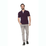 Men's Solid Cotton Blend Regular Fit Polo Neck Half Sleeve Highline T-Shirt