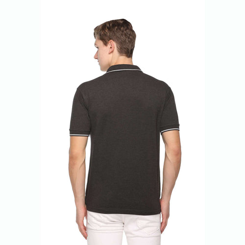 Men's Solid Cotton Blend Regular Fit Polo Neck Half Sleeve Highline T-Shirt