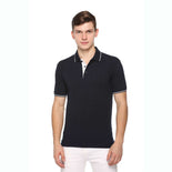 Men's Solid Cotton Blend Regular Fit Polo Neck Half Sleeve Highline T-Shirt