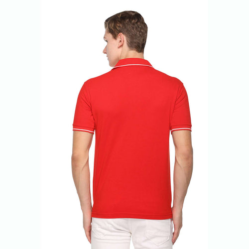 Men's Solid Cotton Blend Regular Fit Polo Neck Half Sleeve Highline T-Shirt