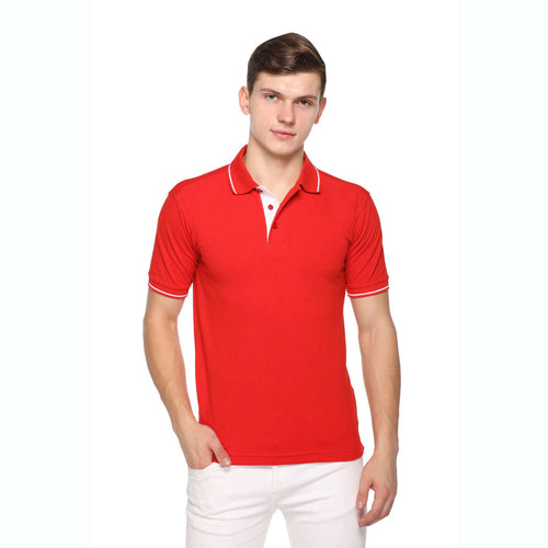 Men's Solid Cotton Blend Regular Fit Polo Neck Half Sleeve Highline T-Shirt