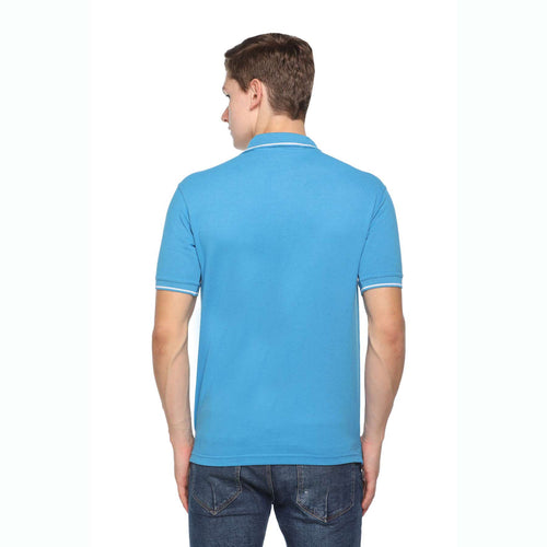 Men's Solid Cotton Blend Regular Fit Polo Neck Half Sleeve Highline T-Shirt