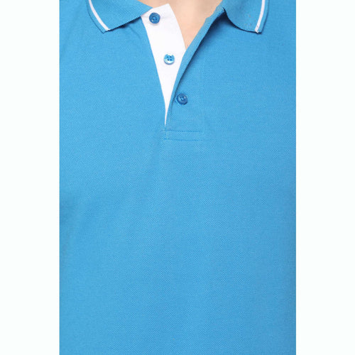 Men's Solid Cotton Blend Regular Fit Polo Neck Half Sleeve Highline T-Shirt