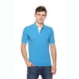 Men's Solid Cotton Blend Regular Fit Polo Neck Half Sleeve Highline T-Shirt