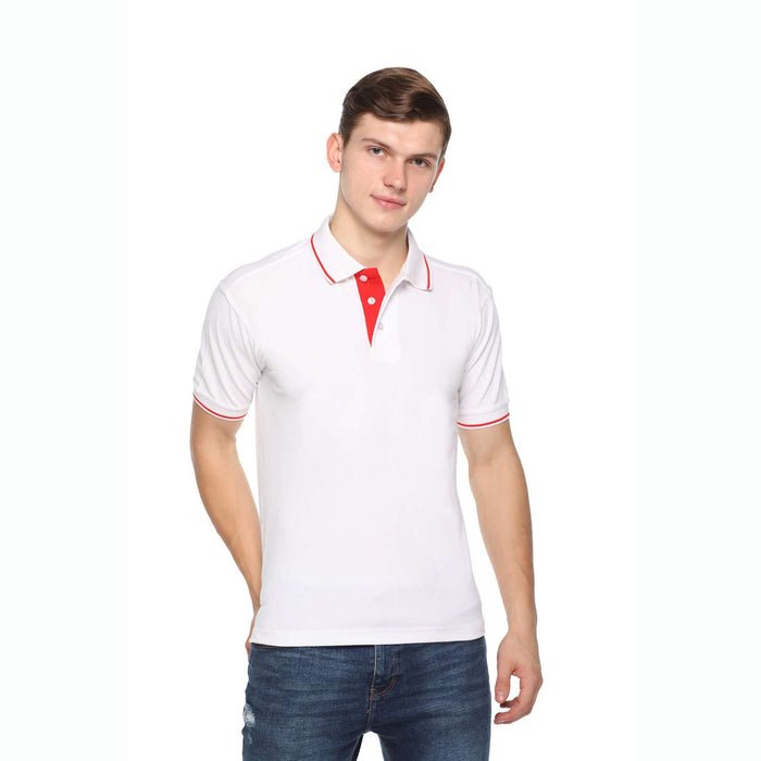 Men's Solid Cotton Blend Regular Fit Polo Neck Half Sleeve Highline T-Shirt