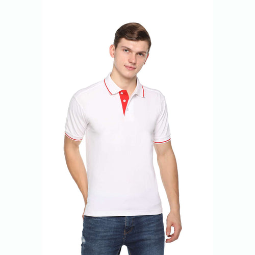 Men's Solid Cotton Blend Regular Fit Polo Neck Half Sleeve Highline T-Shirt