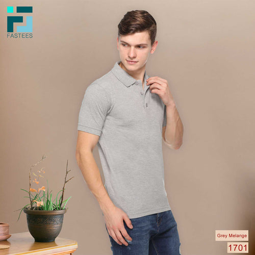 Men's Solid Cotton Blend Regular Fit Polo Neck Half Sleeve Fastees T-Shirt