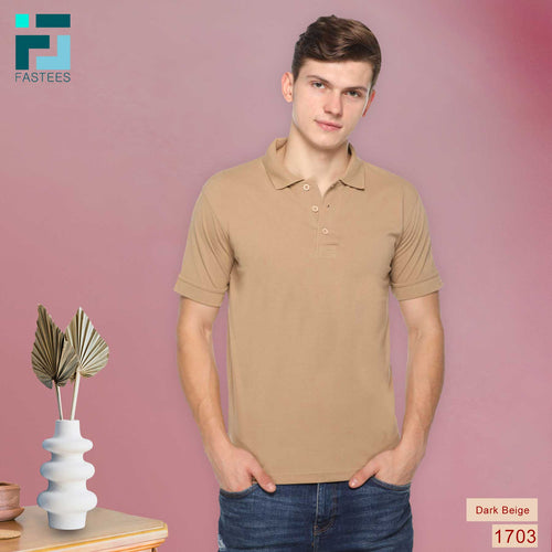 Men's Solid Cotton Blend Regular Fit Polo Neck Half Sleeve Fasteest-Shirt