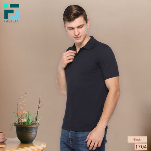 Men's Solid Cotton Blend Regular Fit Polo Neck Half Sleeve Fastees T-Shirt