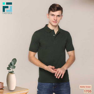 Men's Solid Cotton Blend Regular Fit Polo Neck Half Sleeve Fastees T-Shirt
