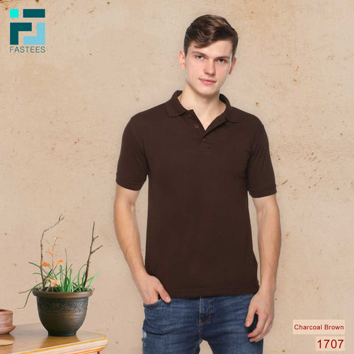 Men's Solid Cotton Blend Regular Fit Polo Neck Half Sleeve Fastees T-Shirt