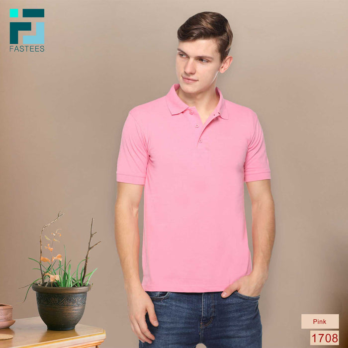 Men's Solid Cotton Blend Regular Fit Polo Neck Half Sleeve Fastees T-Shirt